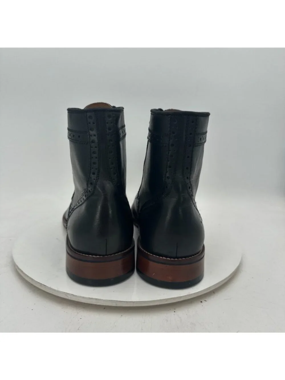 Johnston & Murphy Men Size 12M Black Leather Brogue Wingtip Ankle Combat Shoes